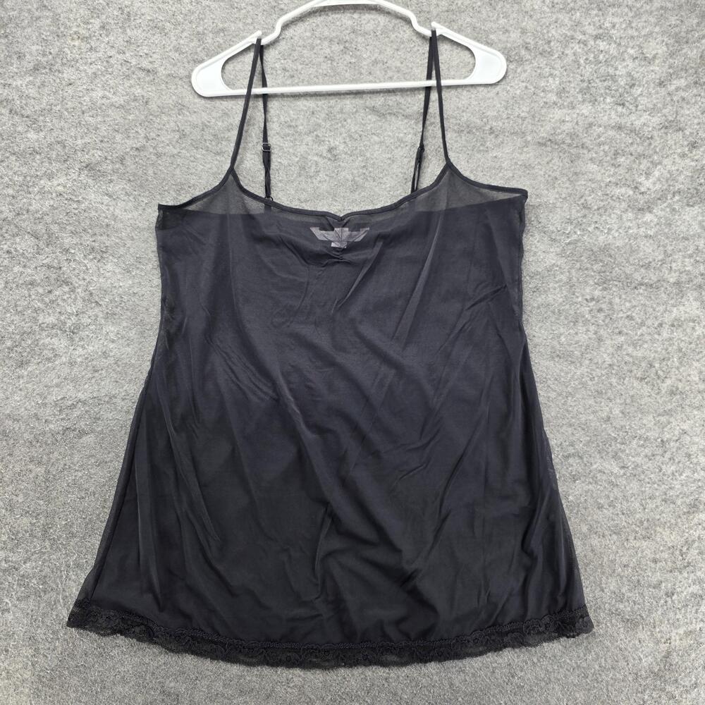 Victoria's Secret Chemise Womens Large Black Mesh Nylon Scoop Neck Lace Hem